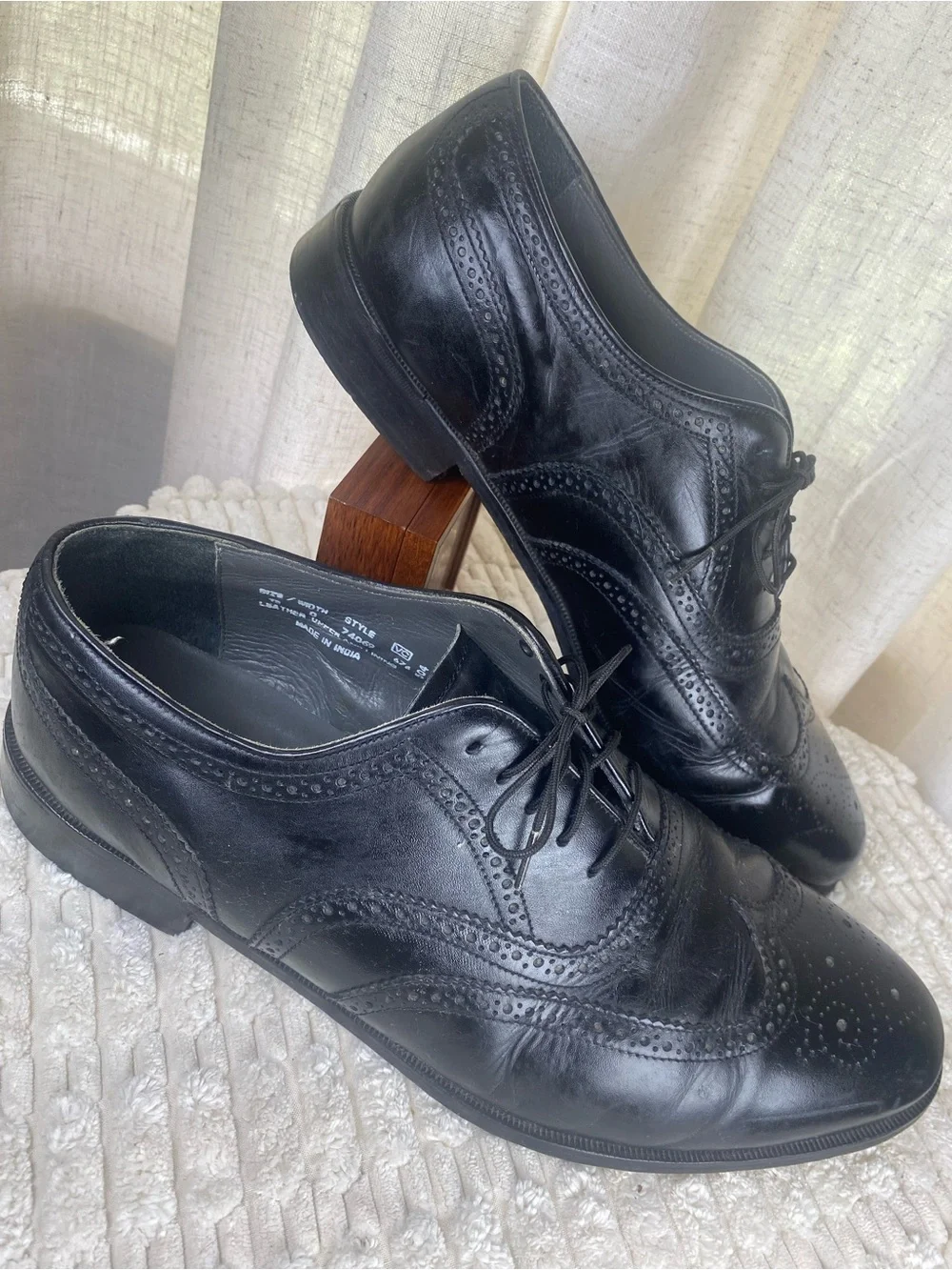 Oakton Classics Black Leather Wingtip Oxford Dress Shoes 13D